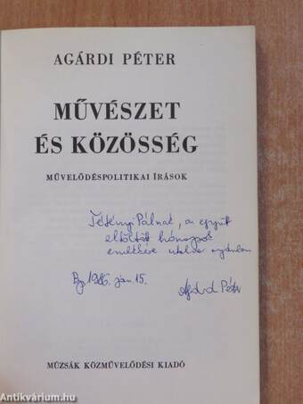 Művészet és közösség (dedikált példány)