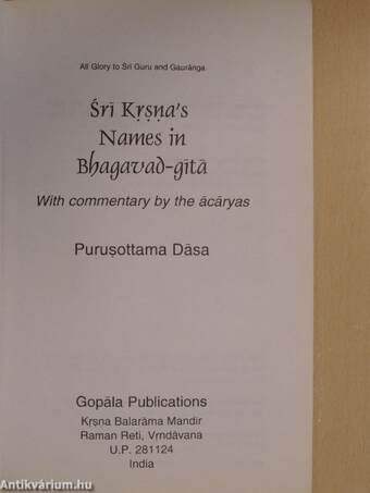 Srí Krsna's Names in Bhagavad-gitá