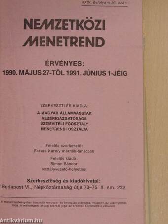 Nemzetközi menetrend 1990-1991