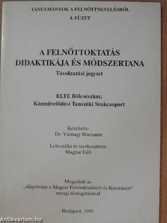 A felnőttoktatás didaktikája és módszertana