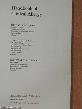 Handbook of Clinical Allergy