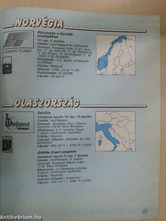 Külföldi utazások 1986