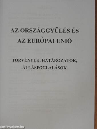 Az Országgyűlés és az Európai Unió