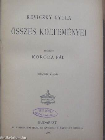 Reviczky Gyula összes költeményei