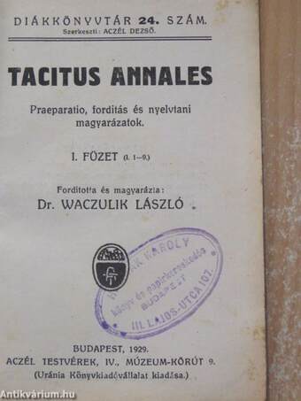 Tacitus annales I. (töredék)