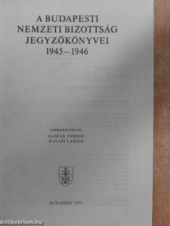 A Budapesti Nemzeti Bizottság jegyzőkönyvei