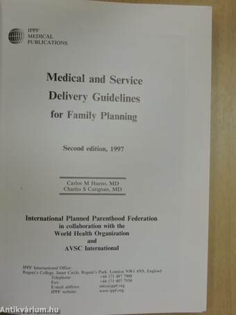 Medical and Service Delivery Guidelines for Family Planning