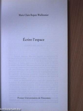 Écrire l'espace (dedikált példány)