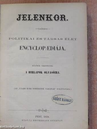 Jelenkor (Szász Béla könyvtárából)