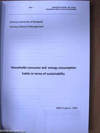 Households consumer and energy consumption habits in terms of sustainability