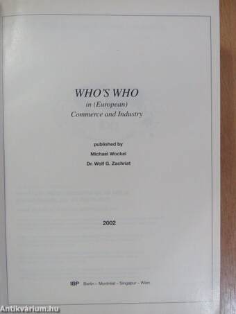 Who's Who in (European) Commerce and Industry 2002