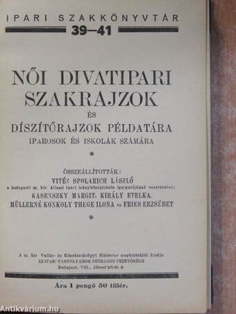 Női divatipari szakrajzok és díszítőrajzok példatára