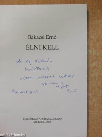 Élni kell (dedikált példány)