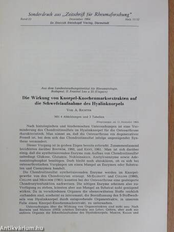 Die Wirkung von Knorpel-Knochenmarksextrakten auf die Schwefelaufnahme des Hyalinknorpels