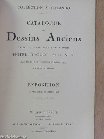 Catalogue des Dessins Anciens