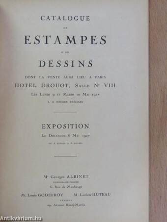 Catalogue des Estampes et des Dessins