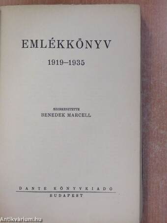 Dante Könyvkiadó Emlékkönyve 1919-1935