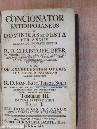 Concionator extemporaneus in dominicas et festa per annum III/I-II.