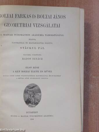 Bolyai Farkas és Bolyai János geometriai vizsgálatai I-II.