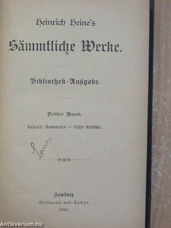 Heinrich Heine's sämmtliche Werke 3. (gótbetűs)