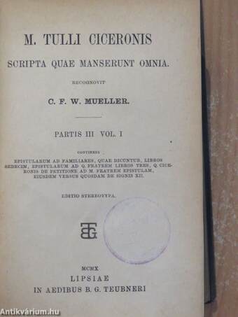 M. Tulli Ciceronis Scripta Quae Manserunt Omnia III/1. (töredék)