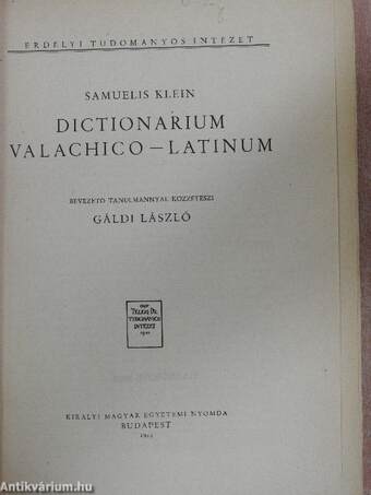 Dictionarium valachico-latinum (gótbetűs)