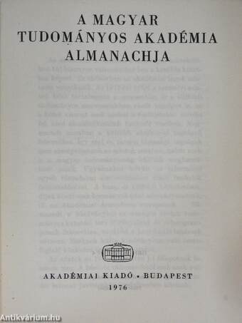 A Magyar Tudományos Akadémia Almanachja 1976