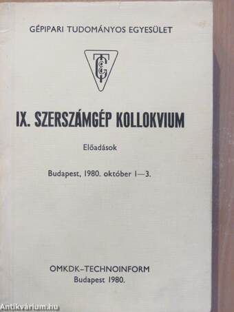 IX. Szerszámgép Kollokvium