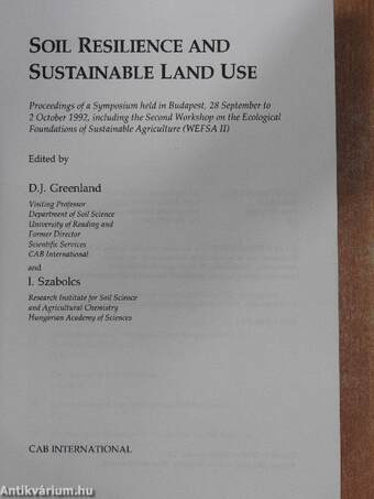 Soil Resilience and Sustainable Land Use