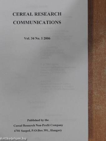 Cereal Research Communications 2006/1. I-II.