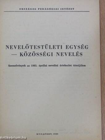 Nevelőtestületi egység - közösségi nevelés