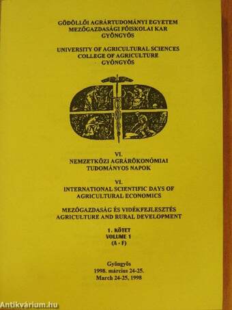 VI. Nemzetközi Agrárökonómiai Tudományos Napok 1.