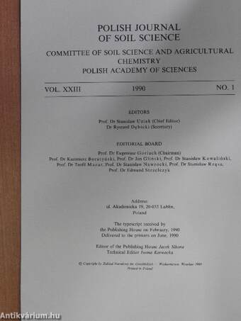 Polish Journal of Soil Science Vol. XXIII, No. 1, 1990