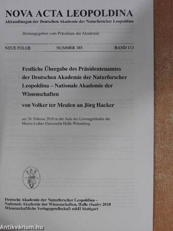 Festliche Übergabe des Präsidentenamtes der Deutschen Akademie der Naturforscher Leopoldina - Nationale Akademie der Wissenschaften von Volker ter Meulen an Jörg Hacker - DVD-vel