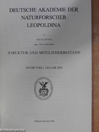 Deutsche Akademie der Naturforscher Leopoldina - Struktur und Mitgliederbestand 2003