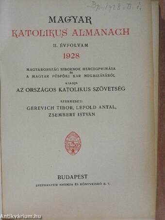 Magyar Katolikus Almanach 1928.