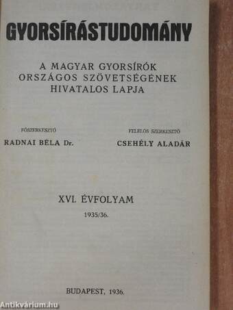 Gyorsírástudomány 1935. szeptember-1936. június