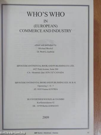 Who's Who in (European) Commerce and Industry 2009