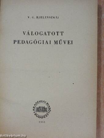 V. G. Bjelinszkij válogatott pedagógiai művei