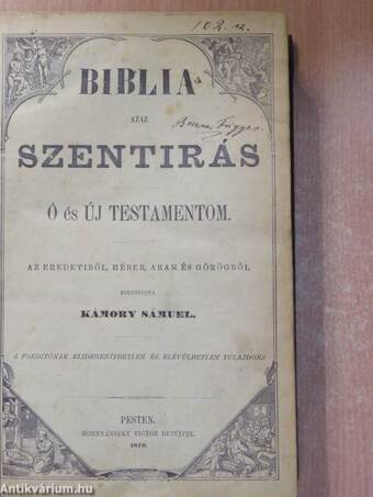 Biblia azaz Szentirás I-II.