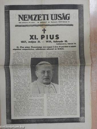 Nemzeti Ujság 1939. február 11.
