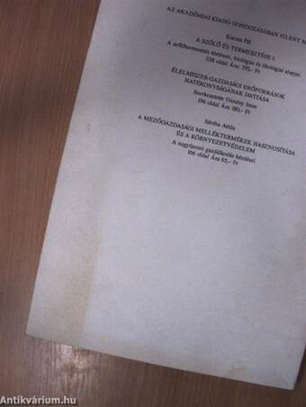 A Magyar Tudományos Akadémia Agrártudományok Osztályának tájékoztatója 1991.