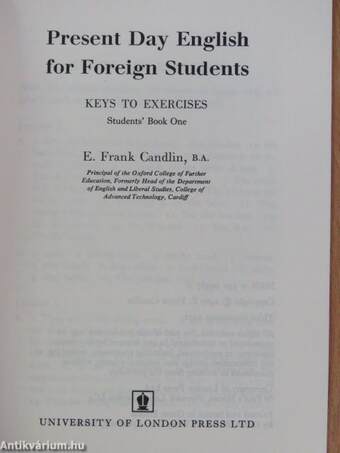 Present Day English for Foreign Students - Keys to Exercises - Students' Book One