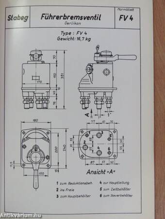 Führerbremsventil OERLIKON Type FV 4