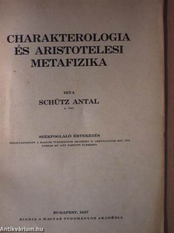 Charakterologia és aristotelesi metafizika