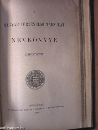 Századok 1898/1-10./A Magyar Történelmi Társulat Névkönyve