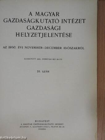 A Magyar Gazdaságkutató Intézet gazdasági helyzetjelentése 10.