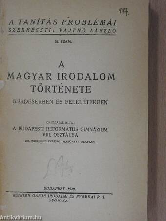 A magyar irodalom története