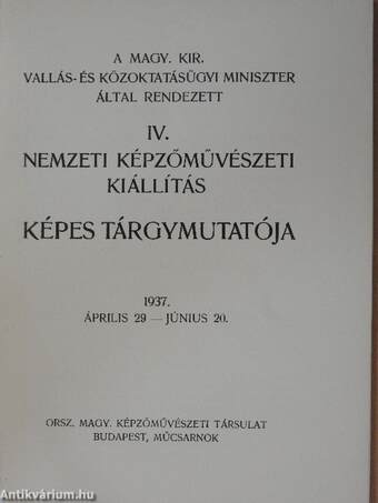 Nemzeti Képzőművészeti Kiállítás Képes Tárgymutatója 1937