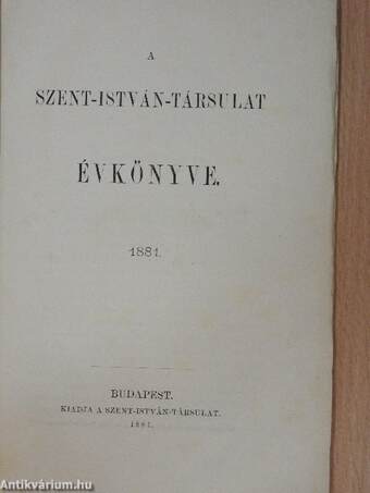 A Szent-István-Társulat évkönyve 1881.